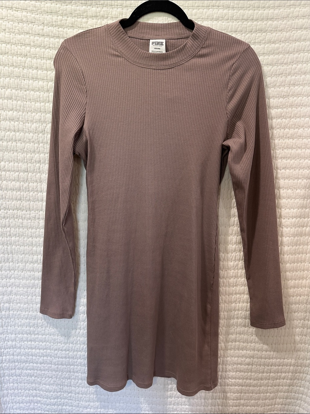 PINK Victoria's Secret Dusty Mauve Ribbed Long Sleeve Top